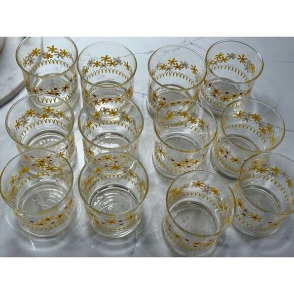 Vtg 80's McDonalds Flowers Daisy Floral Libby's Juice Glass Retro Lowball Set 10 - Picture 5 of 5